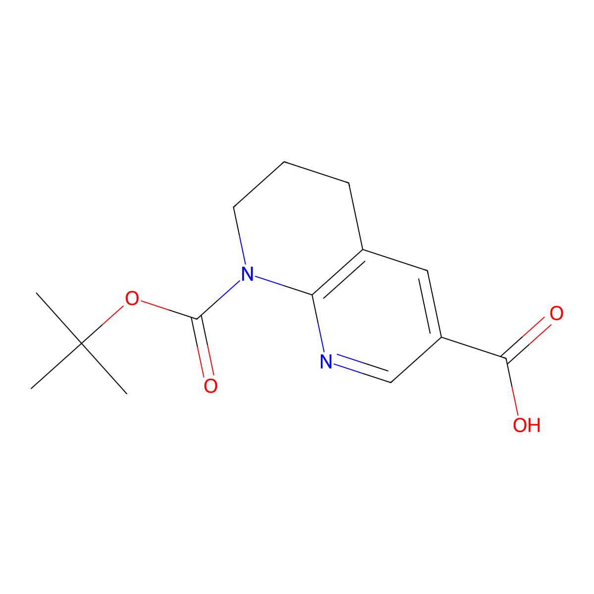 8-[(Tert-butoxy)carbonyl]-5,6,7,8-tetrahydro-1,8-naphthyridine-3-carboxylic acid molecular structure, CAS 2278294-45-2