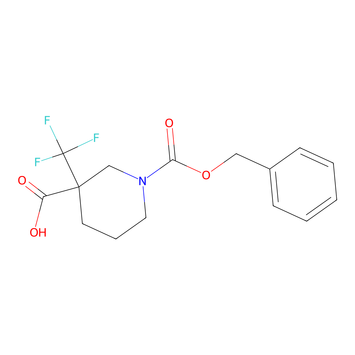 1-((Benzyloxy)carbonyl)-3-(trifluoromethyl)piperidine-3-carboxylic acid molecular structure, CAS 2278295-09-1