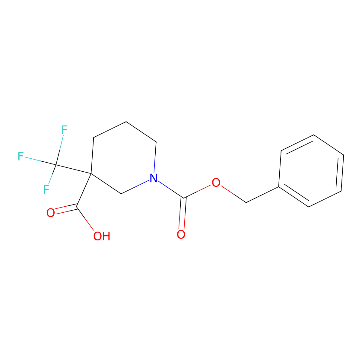 1-((Benzyloxy)carbonyl)-3-(trifluoromethyl)piperidine-3-carboxylic acid molecular structure, CAS 2278295-09-1