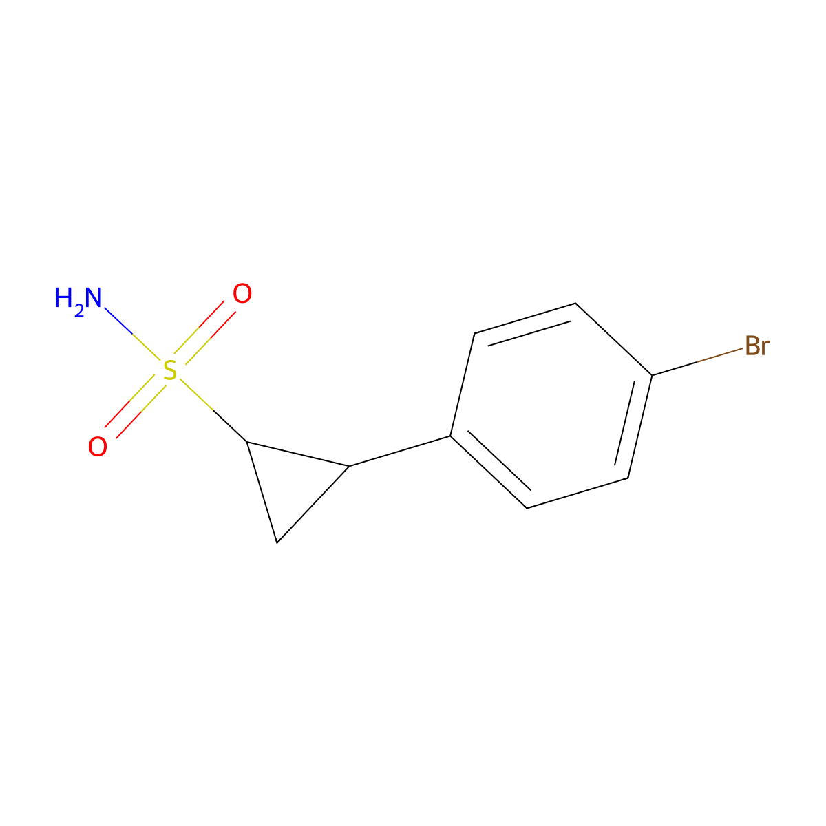 rac-(1R,2S)-2-(4-bromophenyl)cyclopropane-1-sulfonamide molecular structure, CAS 2278381-13-6