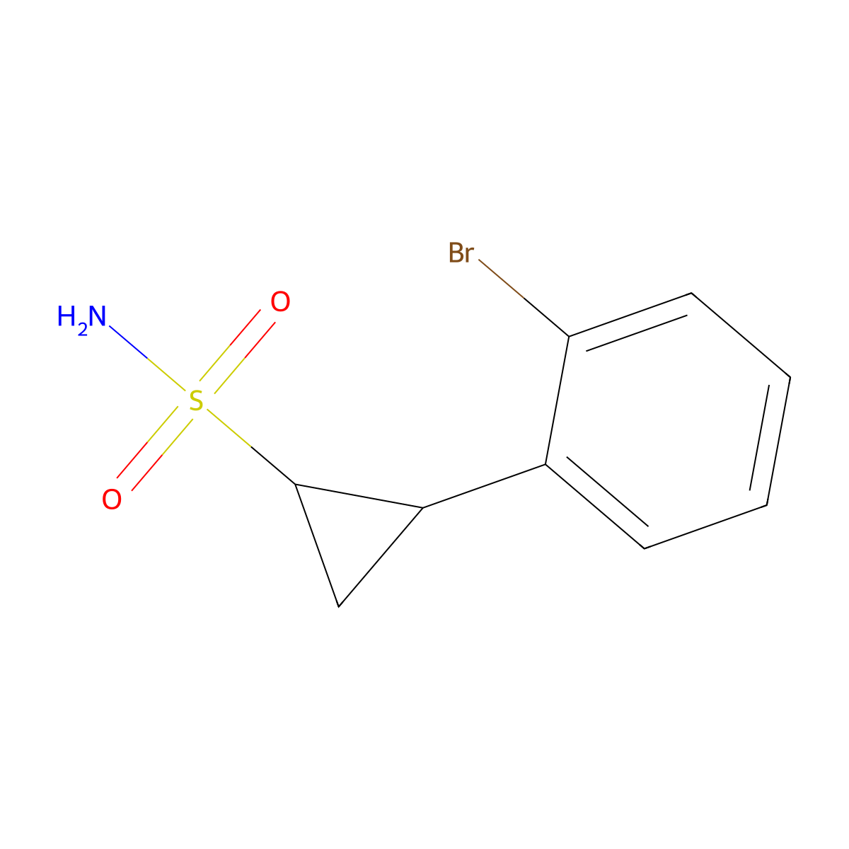 rac-(1R,2S)-2-(2-bromophenyl)cyclopropane-1-sulfonamide molecular structure, CAS 2278407-37-5