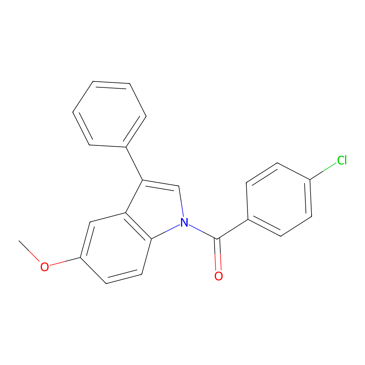 (4-Chlorophenyl)(5-methoxy-3-phenyl-1H-indol-1-yl)methanone molecular structure, CAS 22789-48-6