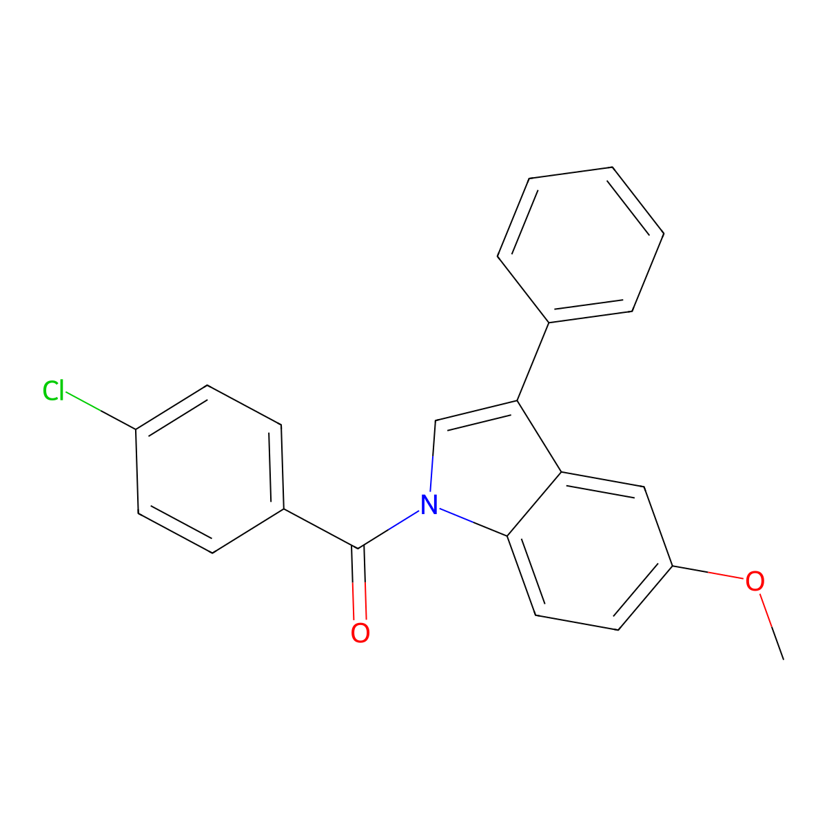 (4-Chlorophenyl)(5-methoxy-3-phenyl-1H-indol-1-yl)methanone molecular structure, CAS 22789-48-6