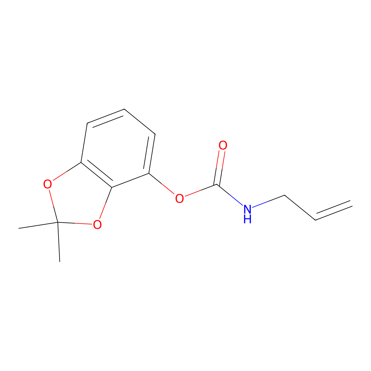 Carbamic acid, 2-propenyl-, 2,2-dimethyl-1,3-benzodioxol-4-yl ester molecular structure, CAS 22791-26-0