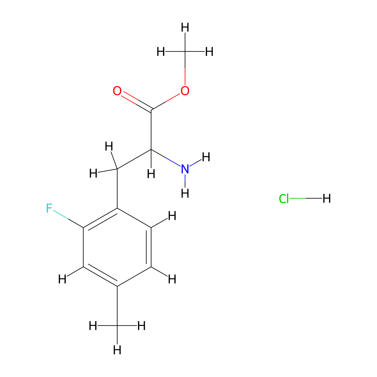 Methyl 2-amino-3-(2-fluoro-4-methylphenyl)propanoate hydrochloride molecular structure, CAS 2279121-87-6