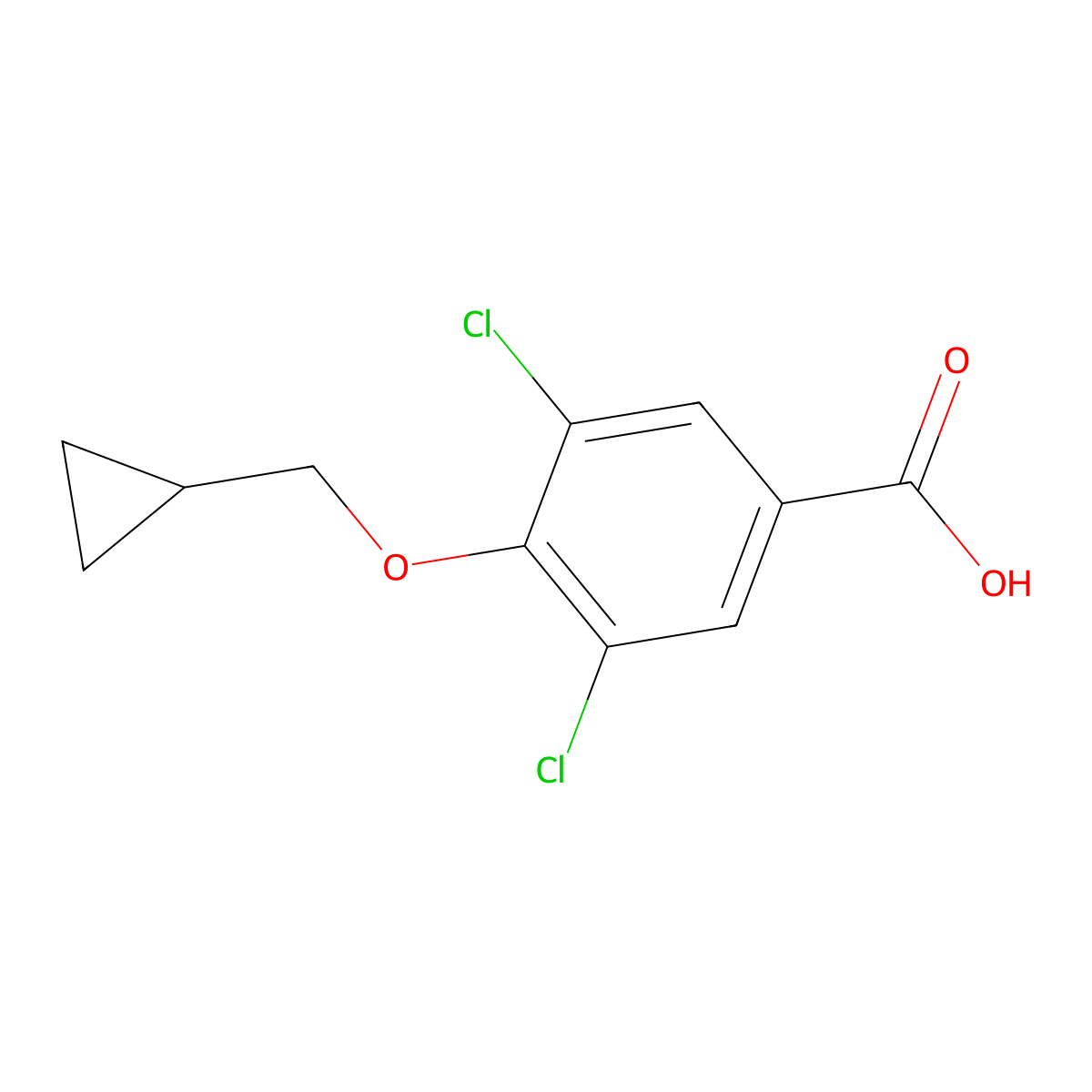 3,5-Dichloro-4-cyclopropylmethoxy-benzoic acid molecular structure, CAS 2279122-16-4