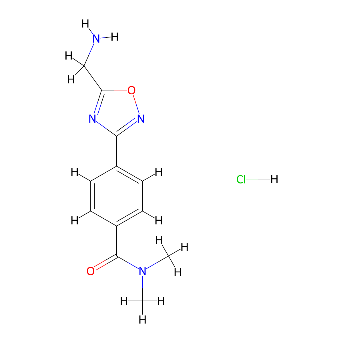 4-[5-(Aminomethyl)-1,2,4-oxadiazol-3-yl]-N,N-dimethylbenzamide hydrochloride molecular structure, CAS 2279122-27-7