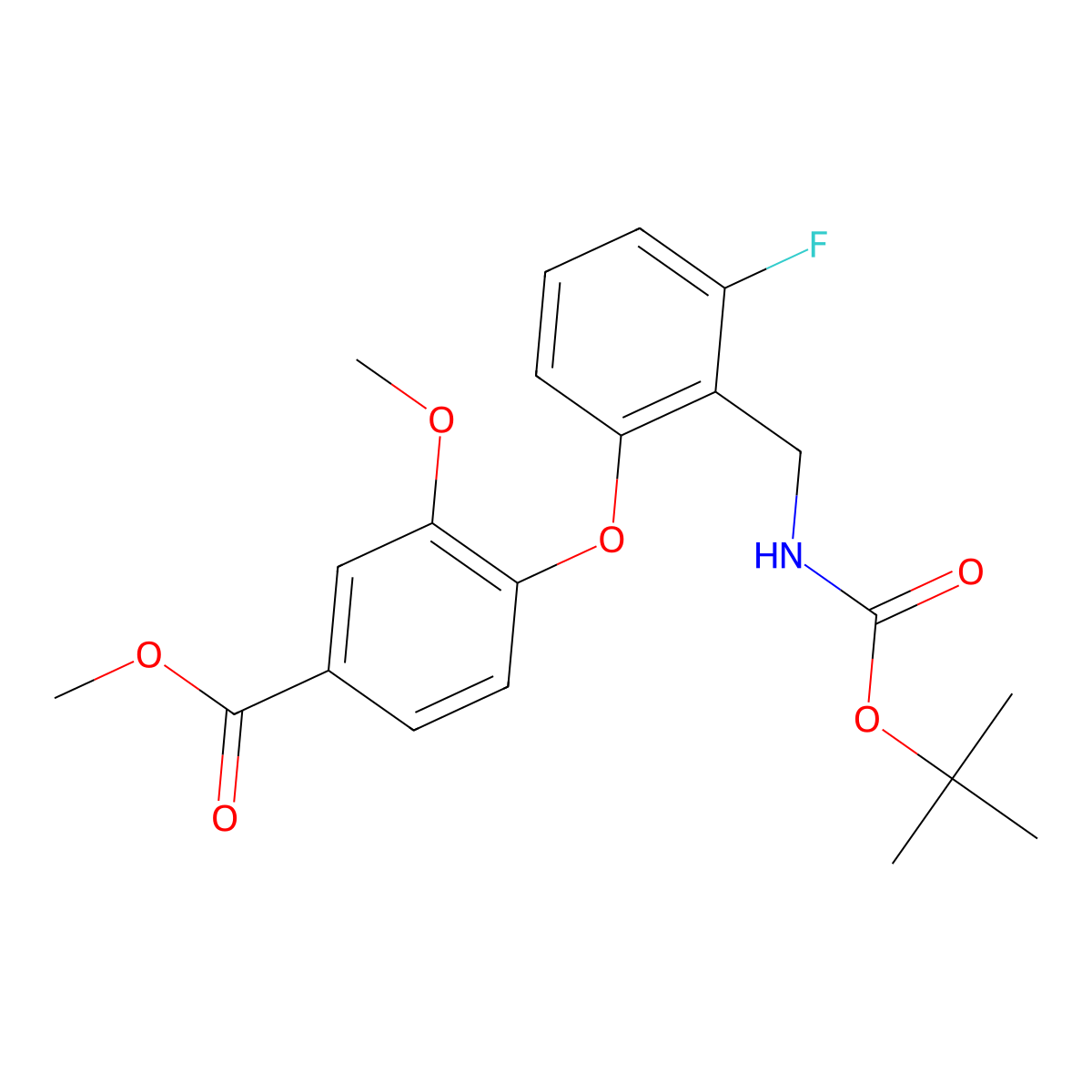 Methyl 4-(2-{[(tert-butoxycarbonyl)amino]methyl}-3-fluorophenoxy)-3-methoxybenzoate molecular structure, CAS 2279122-29-9