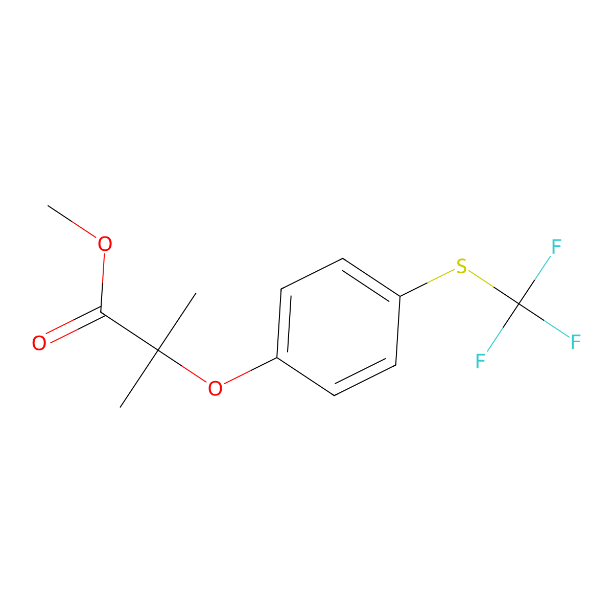 Methyl 2-methyl-2-{4-[(trifluoromethyl)thio]phenoxy}propanoate molecular structure, CAS 2279122-33-5