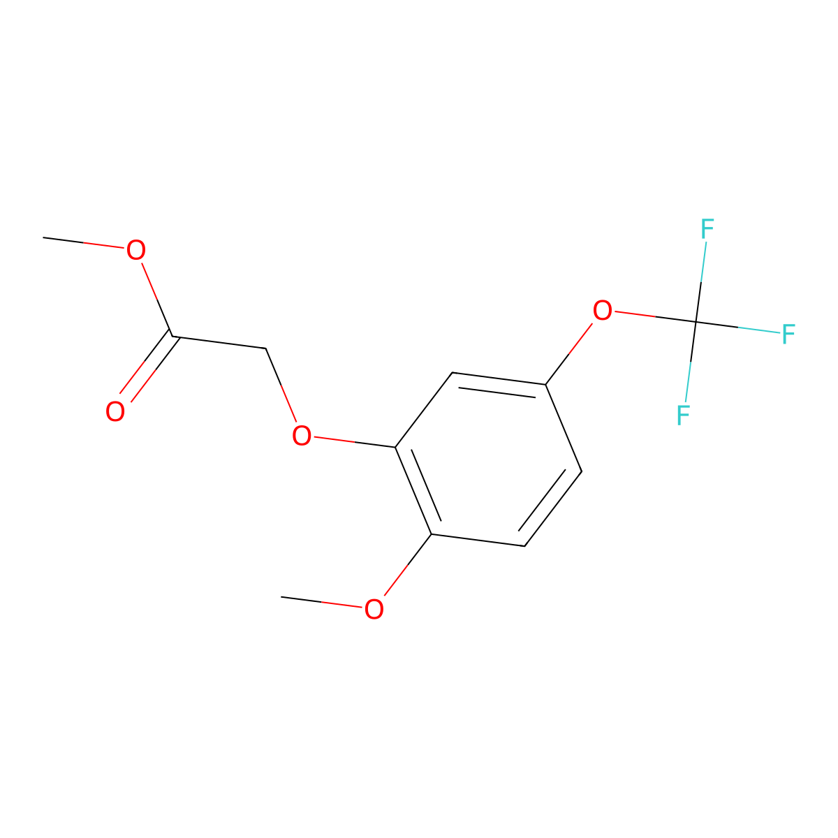 Methyl [2-methoxy-5-(trifluoromethoxy)phenoxy]acetate molecular structure, CAS 2279122-34-6