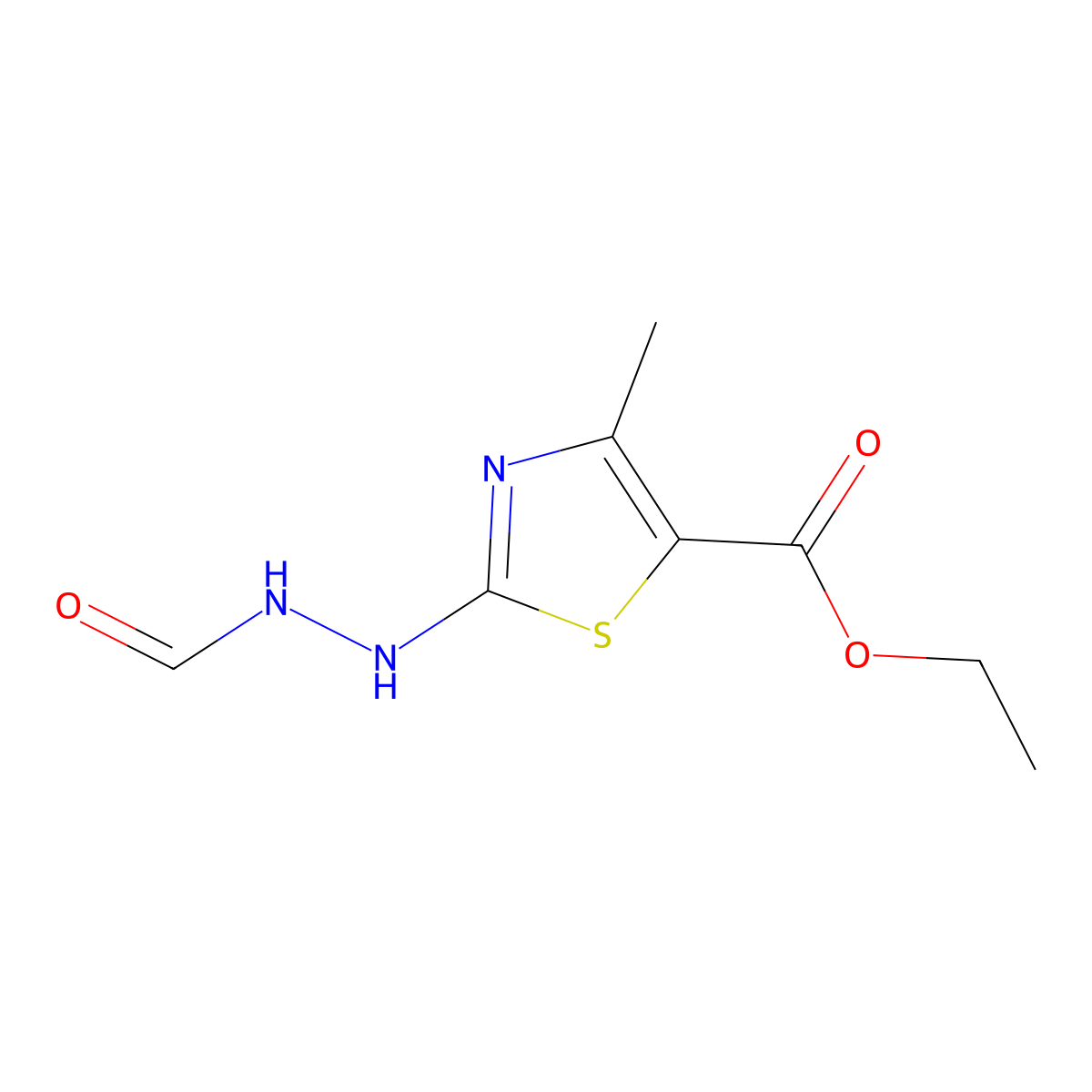 Ethyl 2-(2-formylhydrazino)-4-methyl-1,3-thiazole-5-carboxylate molecular structure, CAS 2279122-38-0