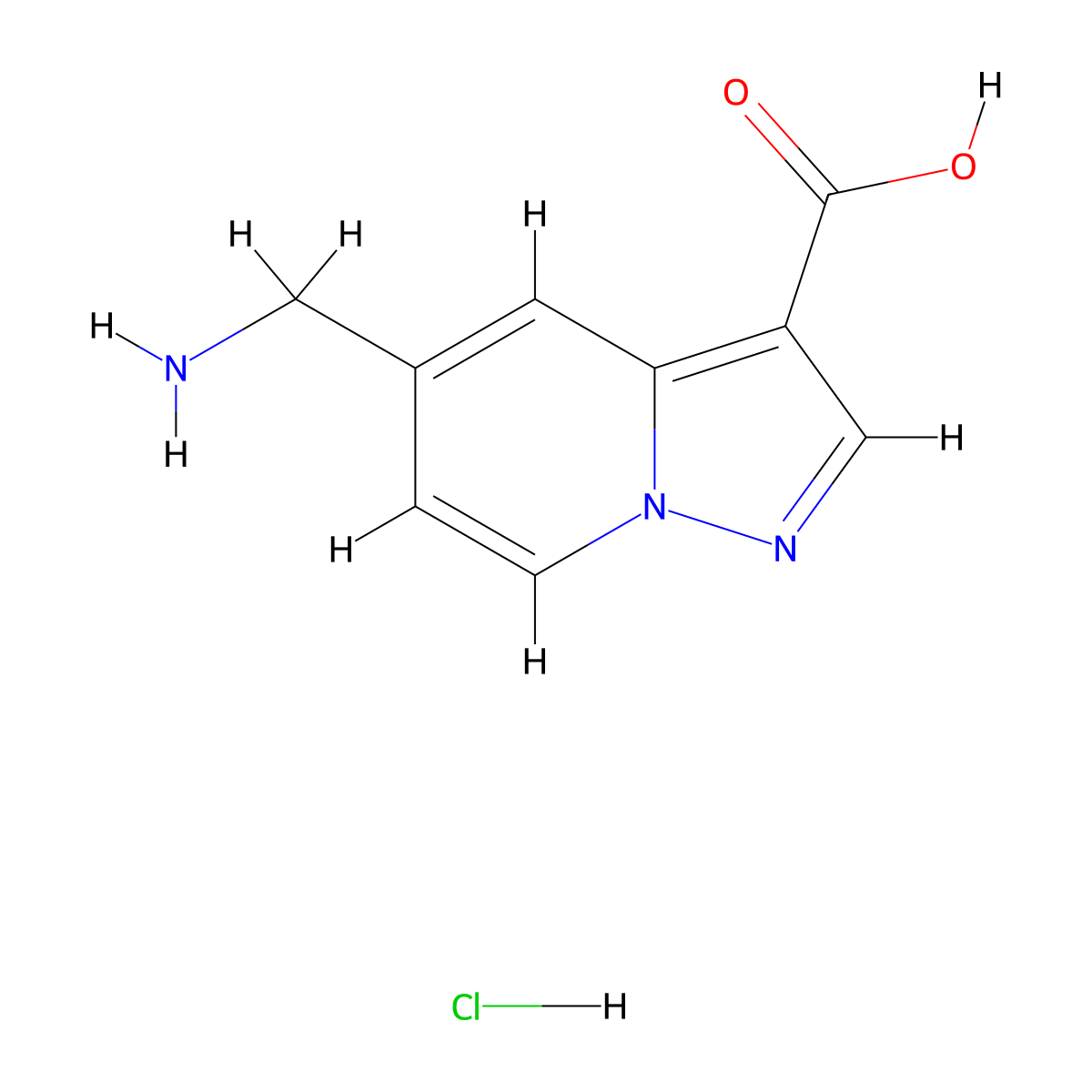 5-(Aminomethyl)pyrazolo[1,5-a]pyridine-3-carboxylic acid hydrochloride molecular structure, CAS 2279122-49-3
