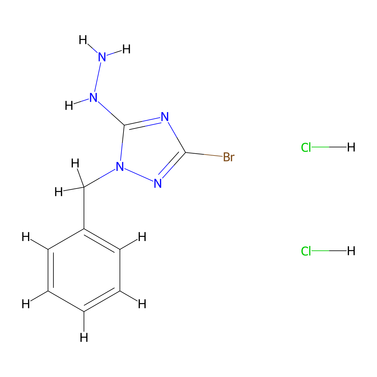 1-Benzyl-3-bromo-5-hydrazino-1H-1,2,4-triazole dihydrochloride molecular structure, CAS 2279123-31-6