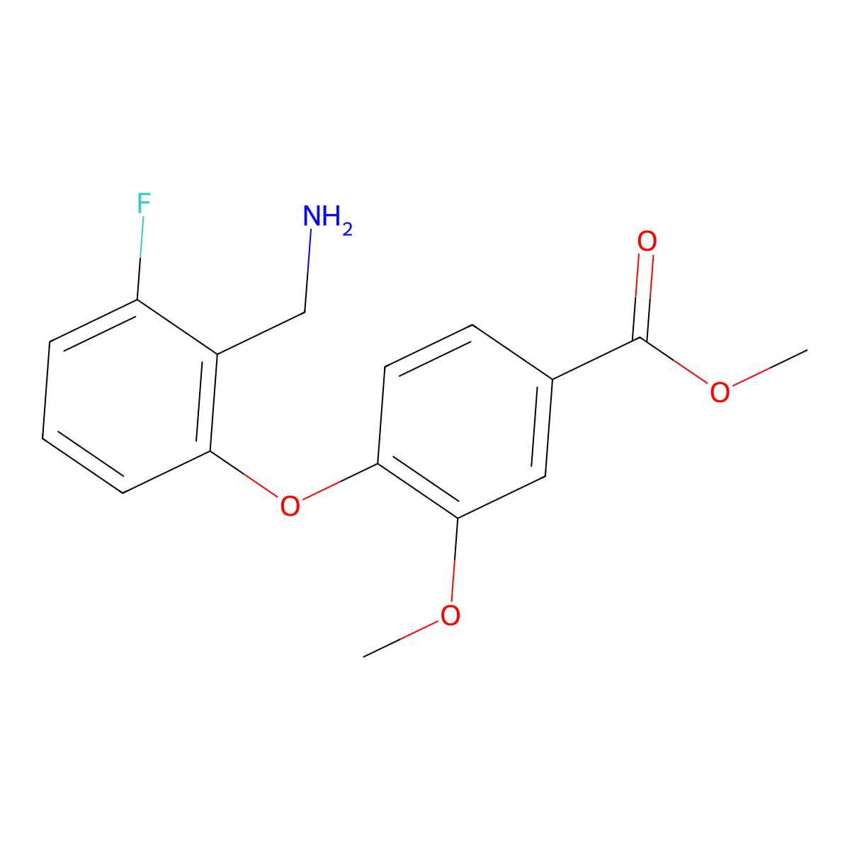 Methyl 4-[2-(aminomethyl)-3-fluorophenoxy]-3-methoxybenzoate molecular structure, CAS 2279123-40-7