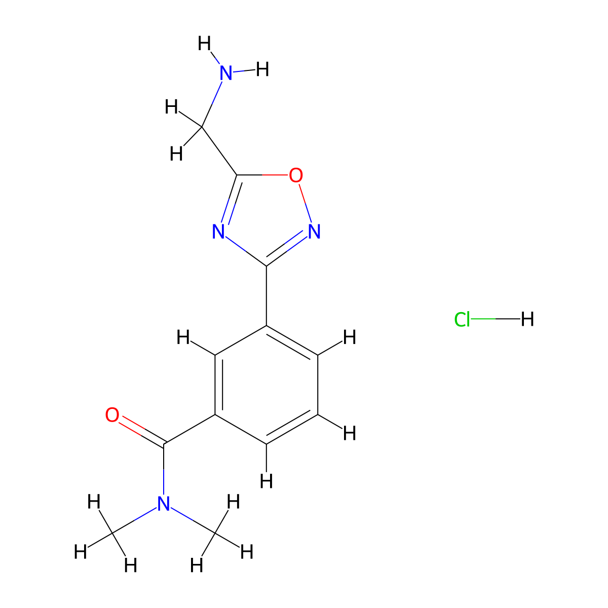 3-[5-(Aminomethyl)-1,2,4-oxadiazol-3-yl]-N,N-dimethylbenzamide hydrochloride molecular structure, CAS 2279123-54-3