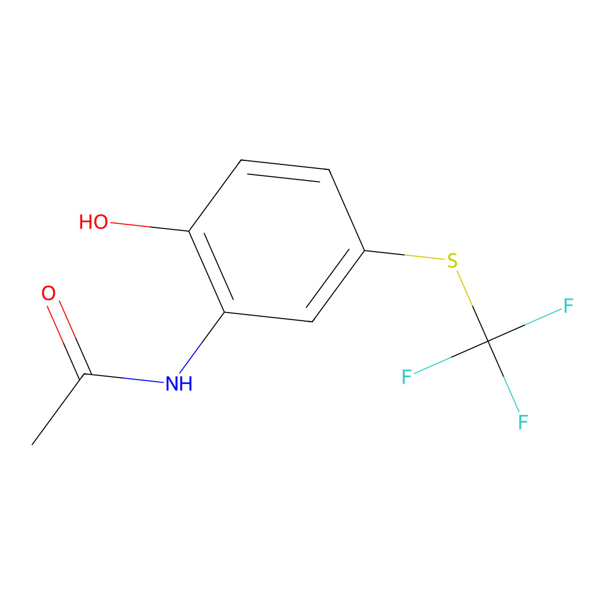 N-{2-Hydroxy-5-[(trifluoromethyl)thio]phenyl}acetamide molecular structure, CAS 2279123-59-8