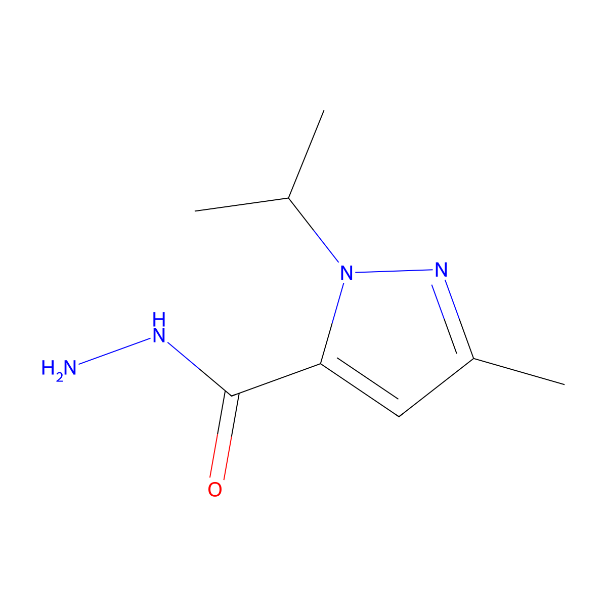 1-Isopropyl-3-methyl-1H-pyrazole-5-carbohydrazide molecular structure, CAS 2279123-65-6