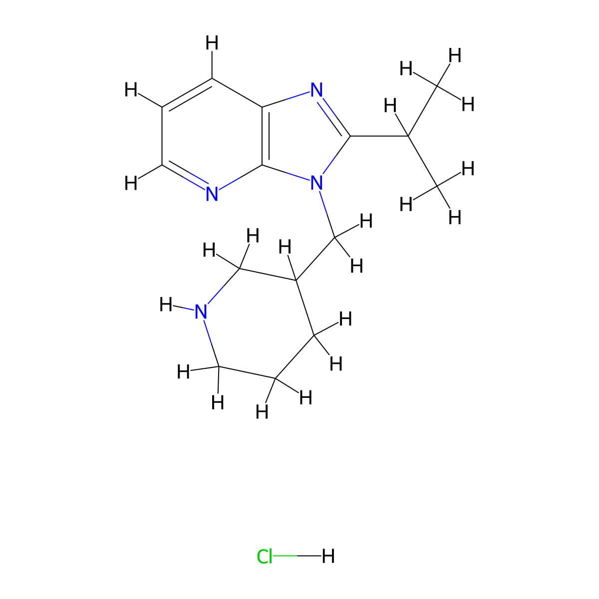 2-Isopropyl-3-(piperidin-3-ylmethyl)-3H-imidazo[4,5-b]pyridine hydrochloride molecular structure, CAS 2279123-71-4