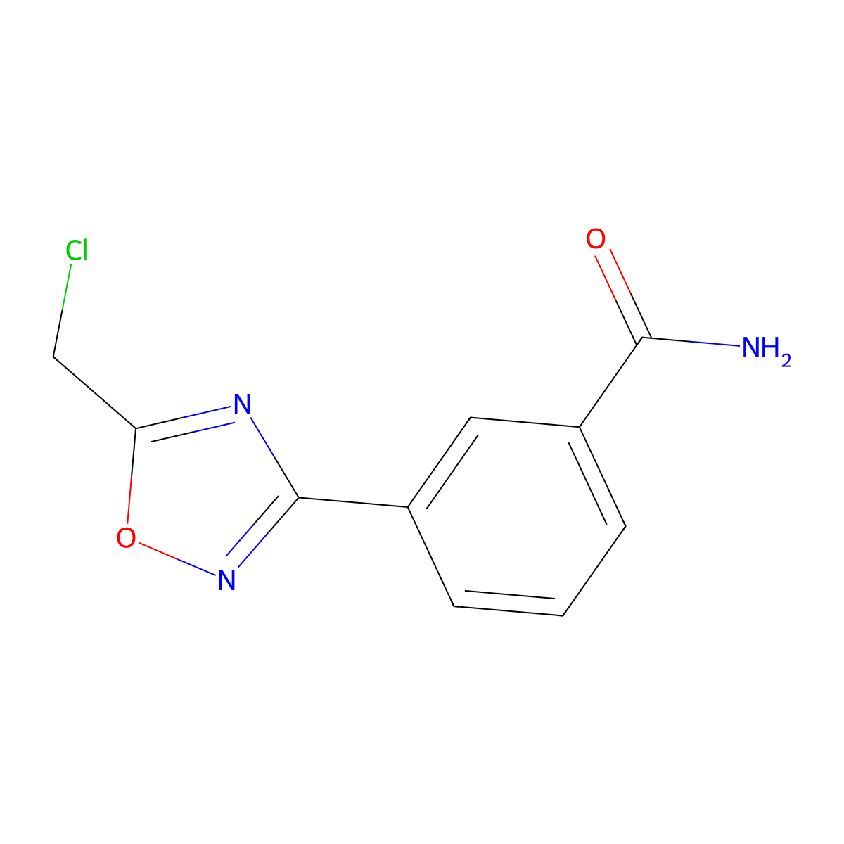 3-[5-(Chloromethyl)-1,2,4-oxadiazol-3-yl]benzamide molecular structure, CAS 2279124-08-0