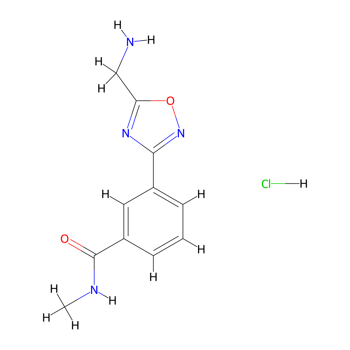 3-[5-(Aminomethyl)-1,2,4-oxadiazol-3-yl]-N-methylbenzamide hydrochloride molecular structure, CAS 2279124-10-4