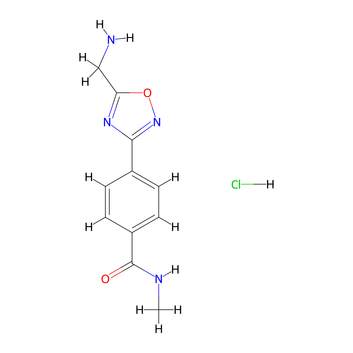 4-[5-(Aminomethyl)-1,2,4-oxadiazol-3-yl]-N-methylbenzamide hydrochloride molecular structure, CAS 2279124-24-0