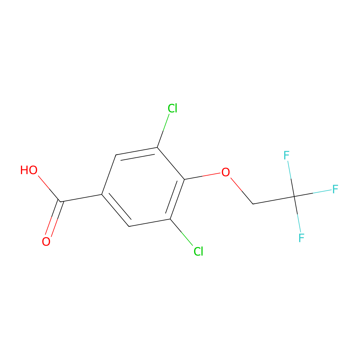 3,5-Dichloro-4-(2,2,2-trifluoroethoxy)benzoic acid molecular structure, CAS 2279124-34-2