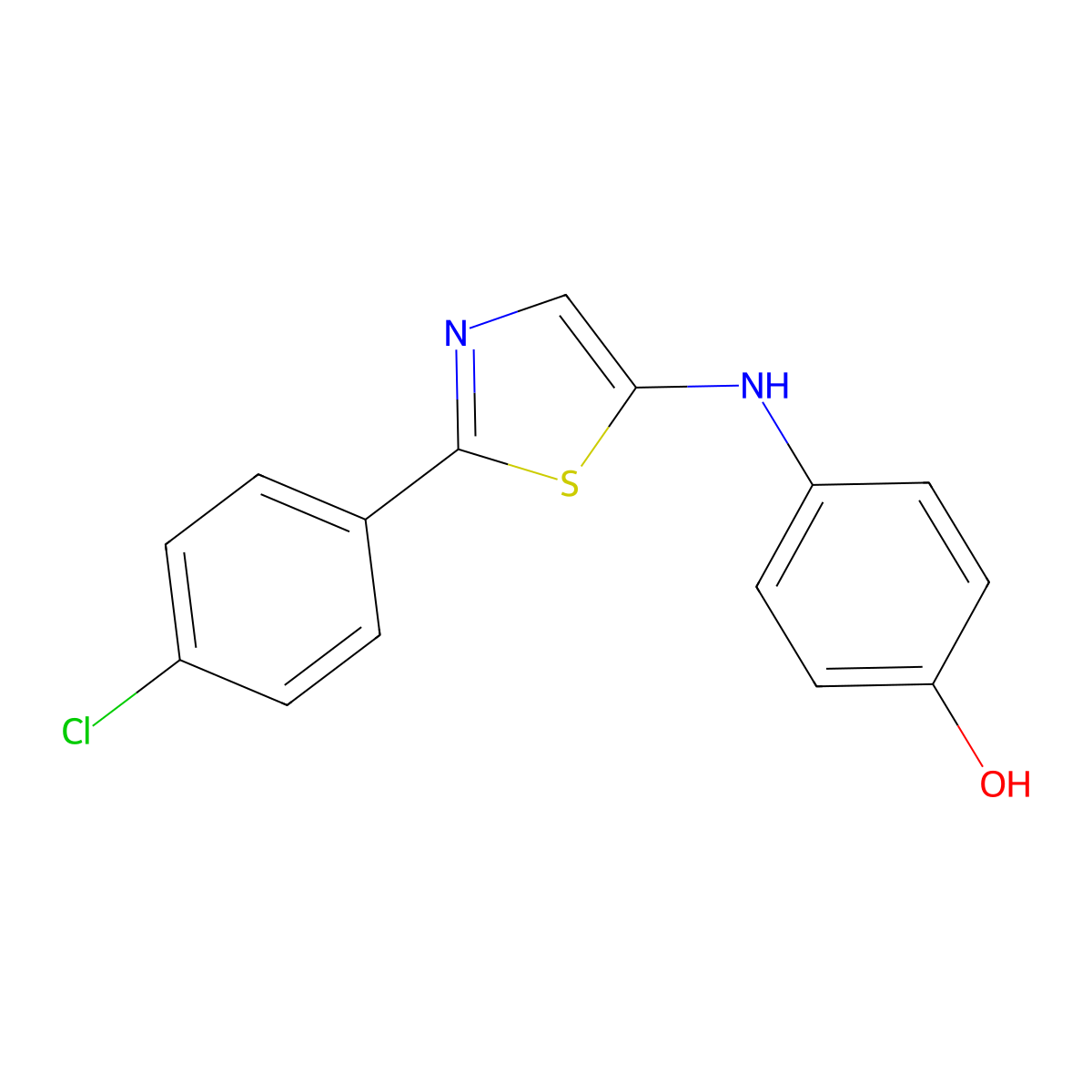 4-{[2-(4-Chlorophenyl)-1,3-thiazol-5-yl]amino}phenol molecular structure, CAS 2279124-38-6