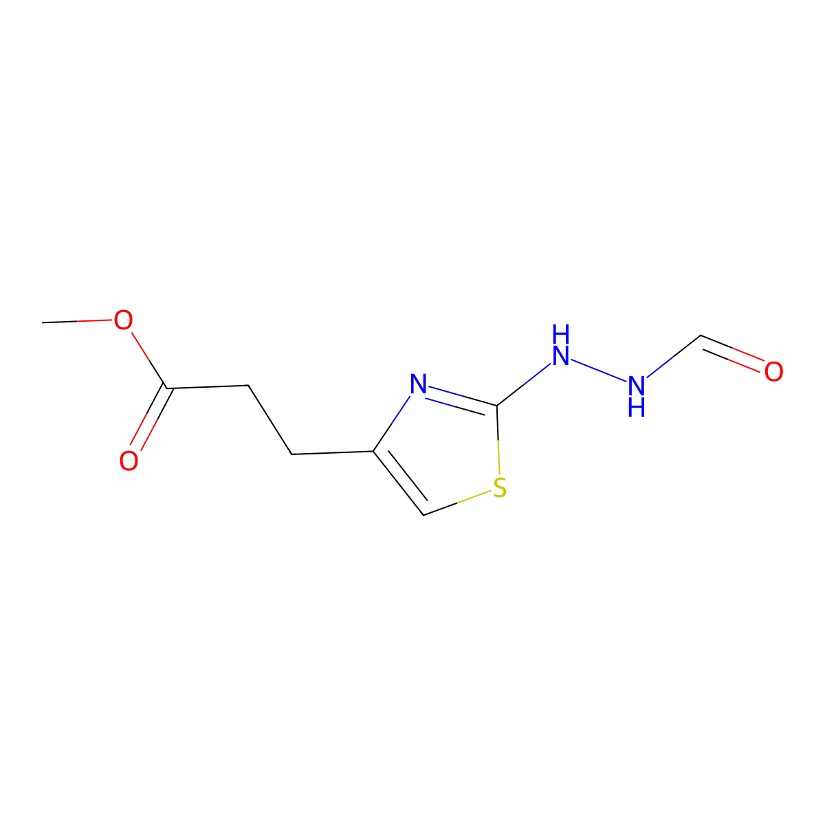 Methyl 3-[2-(2-formylhydrazino)-1,3-thiazol-4-yl]propanoate molecular structure, CAS 2279124-51-3