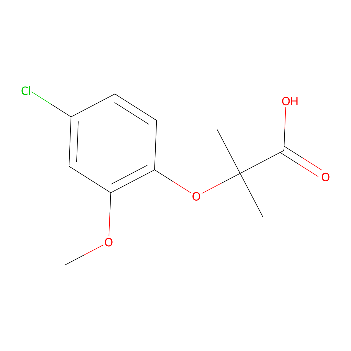2-(4-Chloro-2-methoxy-phenoxy)-2-methyl-propionic acid molecular structure, CAS 2279124-53-5