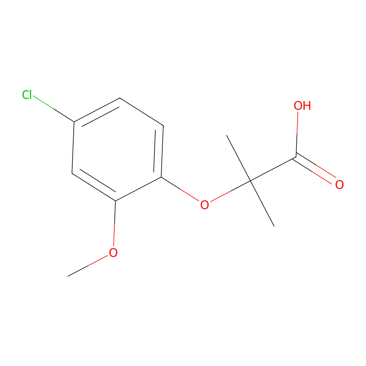 2-(4-Chloro-2-methoxy-phenoxy)-2-methyl-propionic acid molecular structure, CAS 2279124-53-5