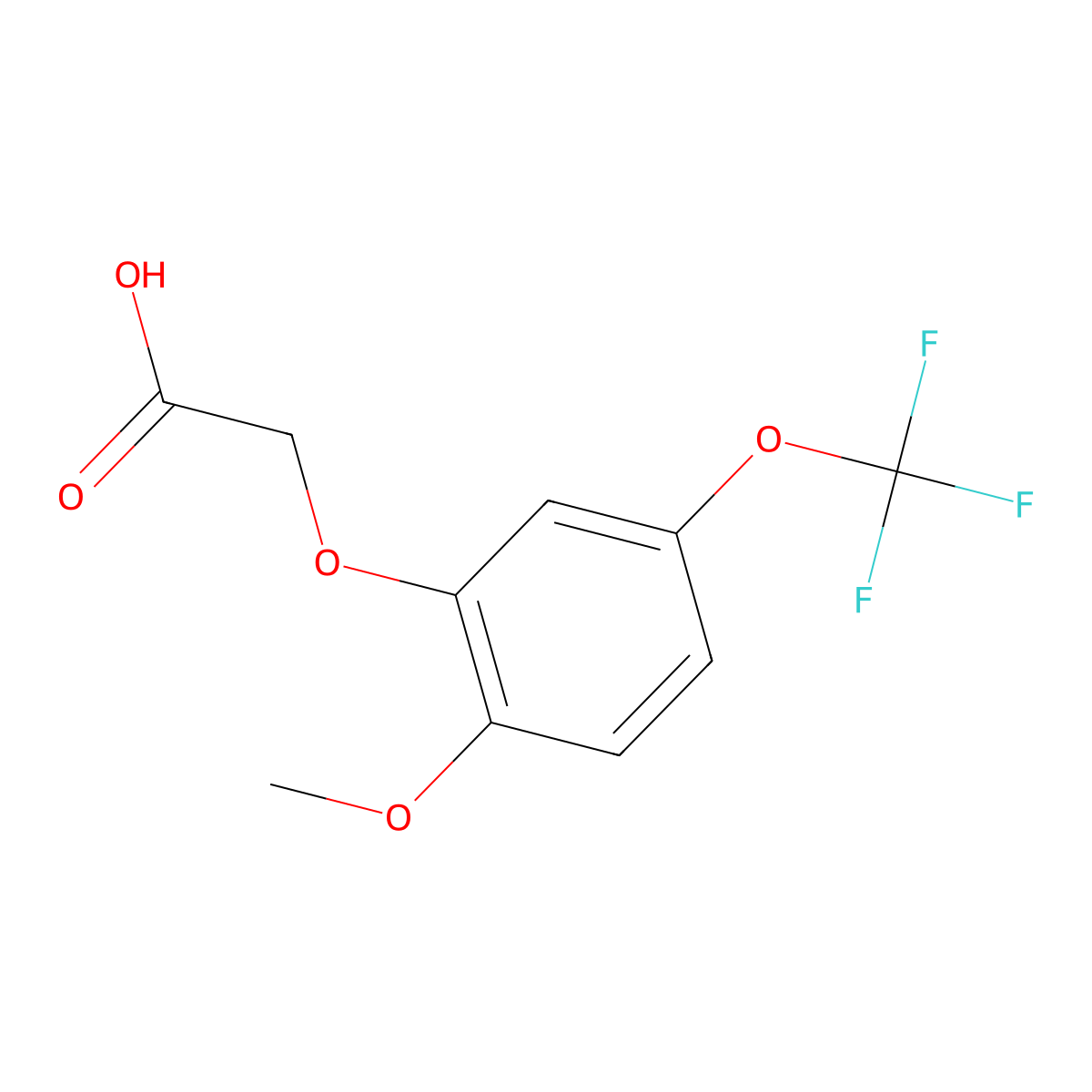 [2-Methoxy-5-(trifluoromethoxy)phenoxy]acetic acid molecular structure, CAS 2279124-59-1