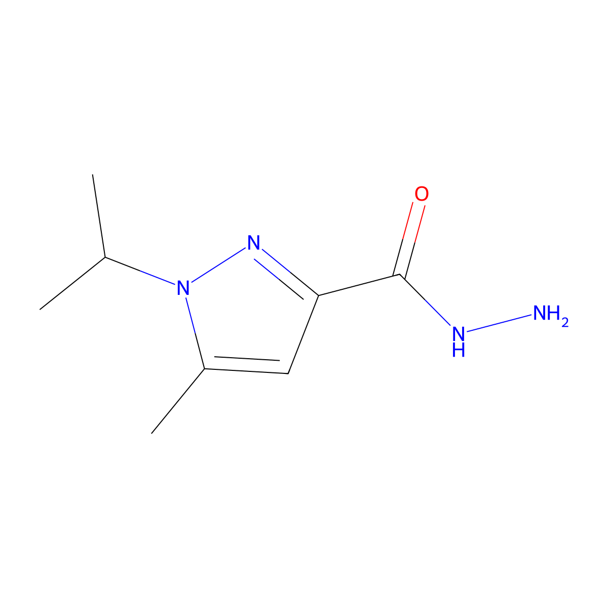1-Isopropyl-5-methyl-1H-pyrazole-3-carbohydrazide molecular structure, CAS 2279124-60-4