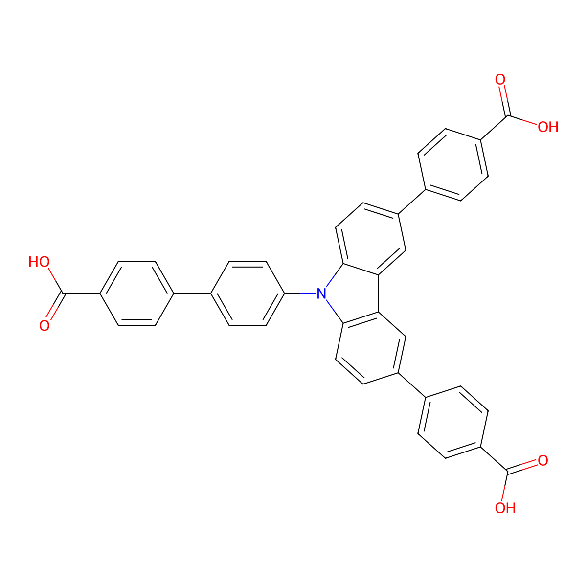 4,4'-(9-(4'-Carboxy-[1,1'-biphenyl]-4-yl)-9H-carbazole-3,6-diyl)dibenzoic acid molecular structure, CAS 2279124-69-3