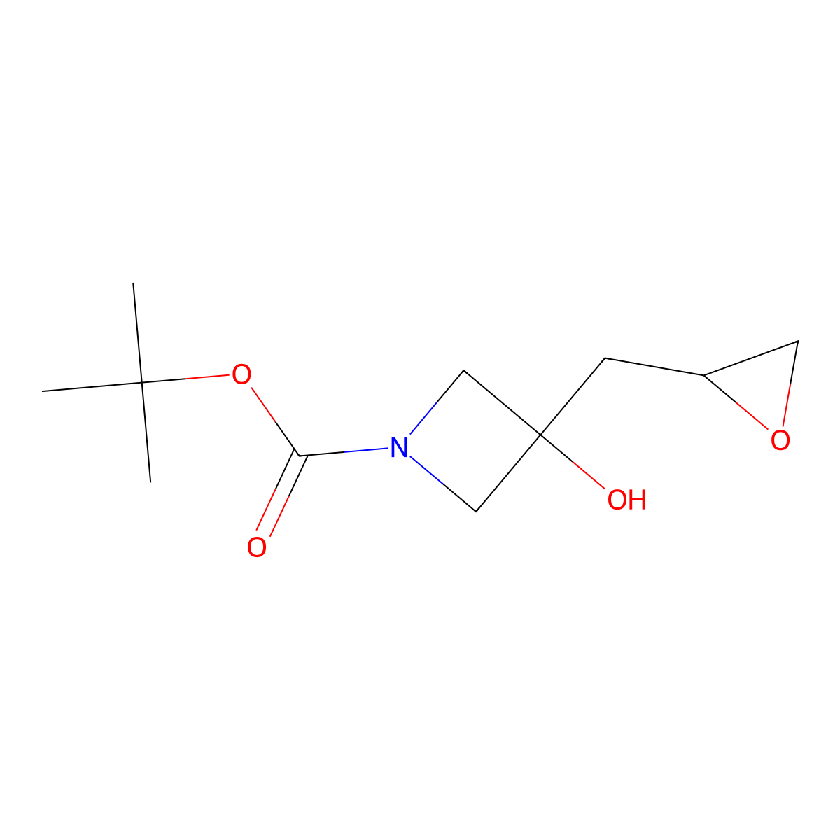 Tert-butyl 3-hydroxy-3-[(oxiran-2-yl)methyl]azetidine-1-carboxylate molecular structure, CAS 2279126-24-6