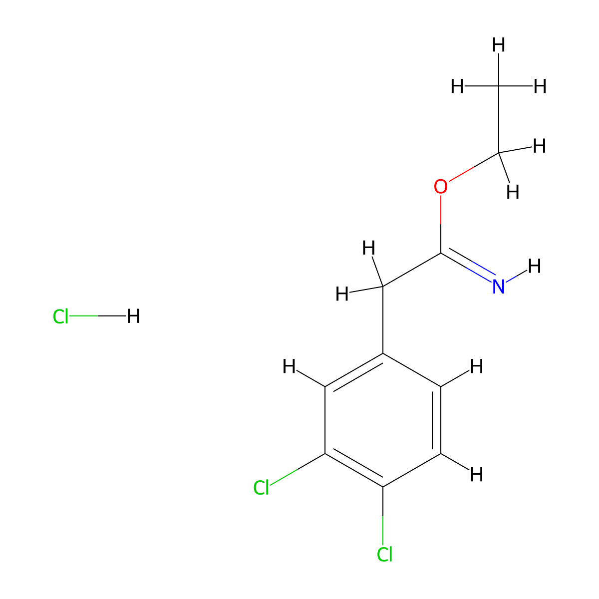 Ethyl 2-(3,4-dichlorophenyl)ethanecarboximidate hydrochloride molecular structure, CAS 22793-42-6