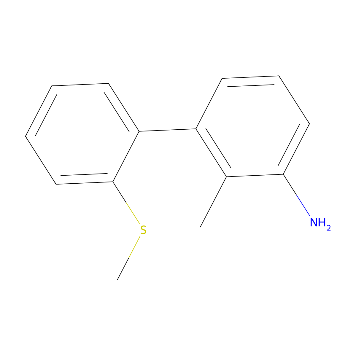 2-Methyl-2'-(methylthio)[1,1'-biphenyl]-3-amine molecular structure, CAS 2279321-71-8