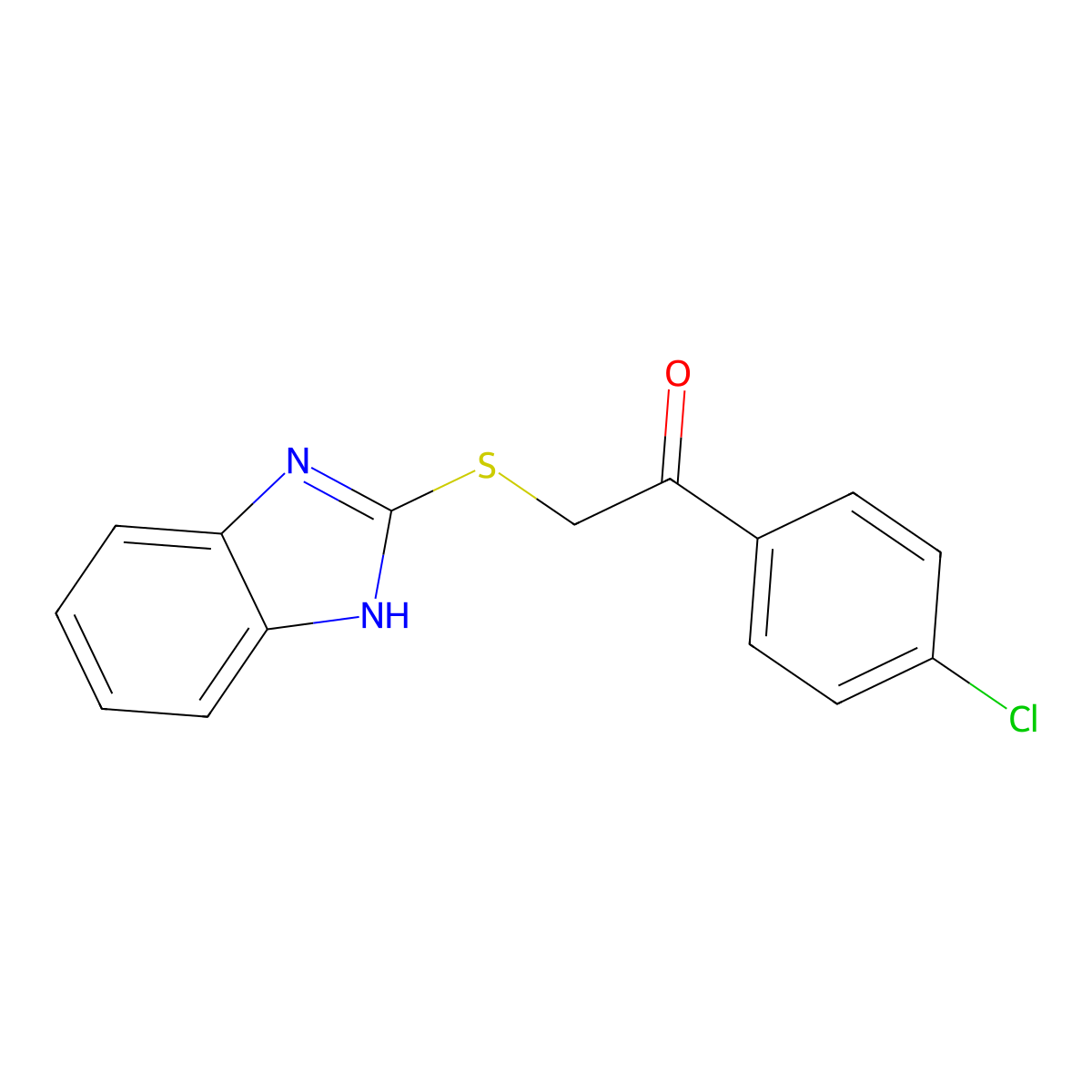 2-(1H-Benzimidazol-2-ylsulfanyl)-1-(4-chlorophenyl)ethanone molecular structure, CAS 22794-89-4
