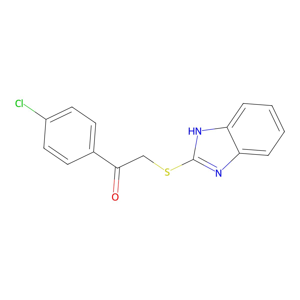 2-(1H-Benzimidazol-2-ylsulfanyl)-1-(4-chlorophenyl)ethanone molecular structure, CAS 22794-89-4