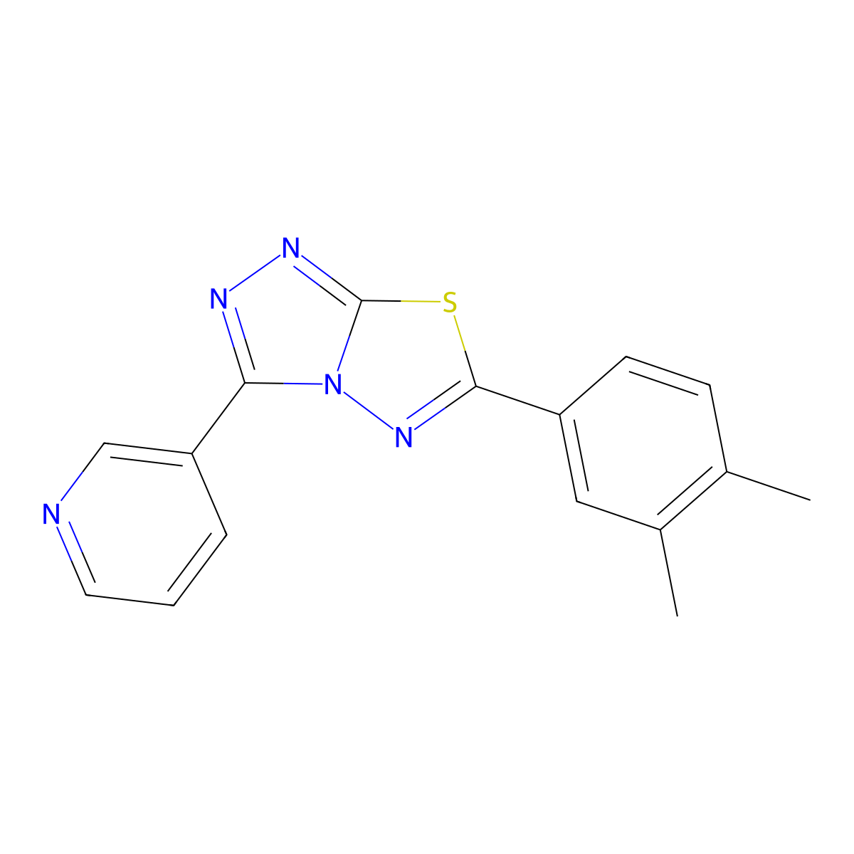 6-(3,4-Dimethylphenyl)-3-pyridin-3-yl-[1,2,4]triazolo[3,4-b][1,3,4]thiadiazole molecular structure, CAS 227945-41-7