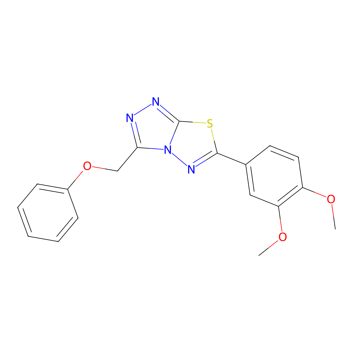 6-(3,4-Dimethoxyphenyl)-3-(phenoxymethyl)-[1,2,4]triazolo[3,4-b][1,3,4]thiadiazole molecular structure, CAS 227945-50-8