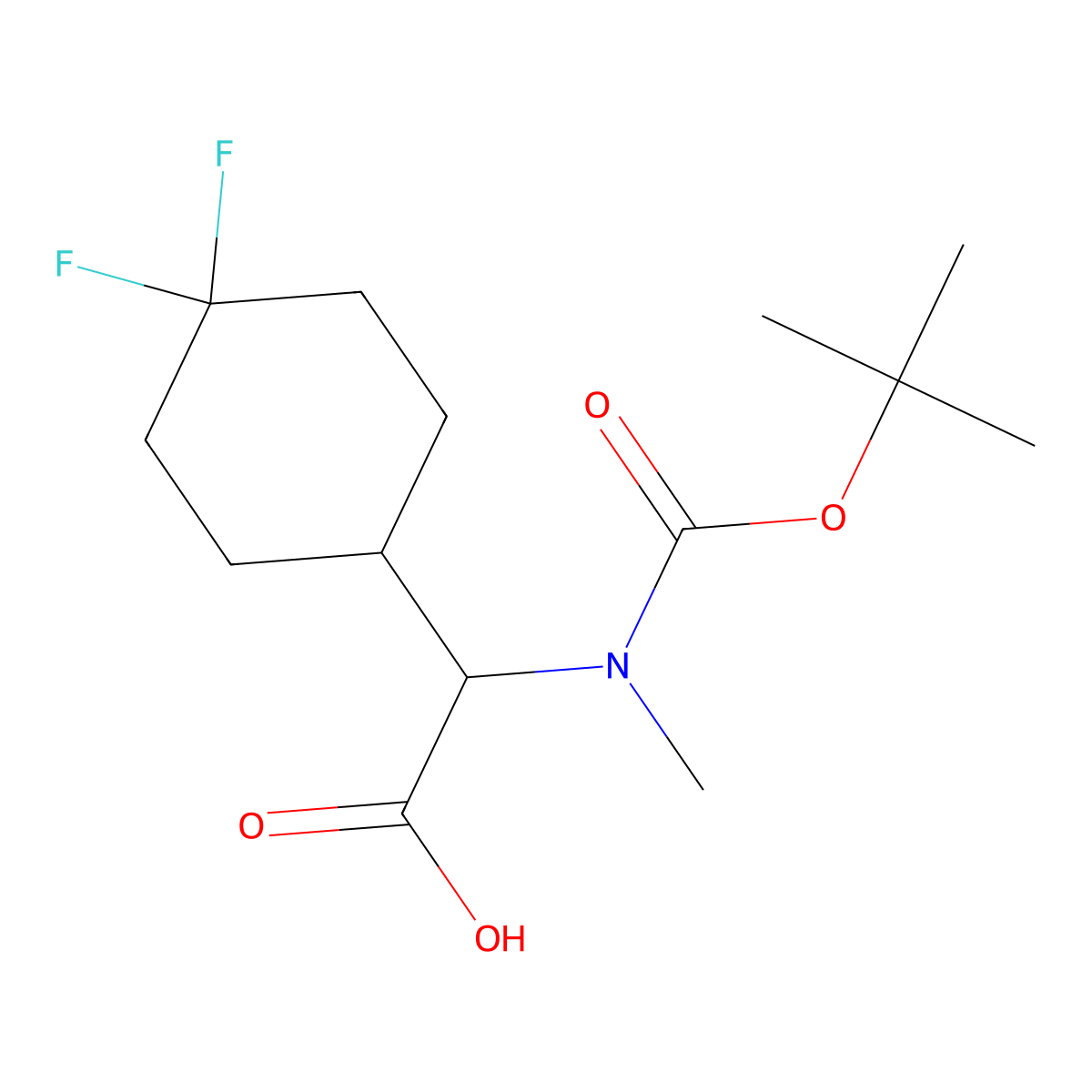 2-{[(Tert-butoxy)carbonyl](methyl)amino}-2-(4,4-difluorocyclohexyl)acetic acid molecular structure, CAS 2279460-59-0