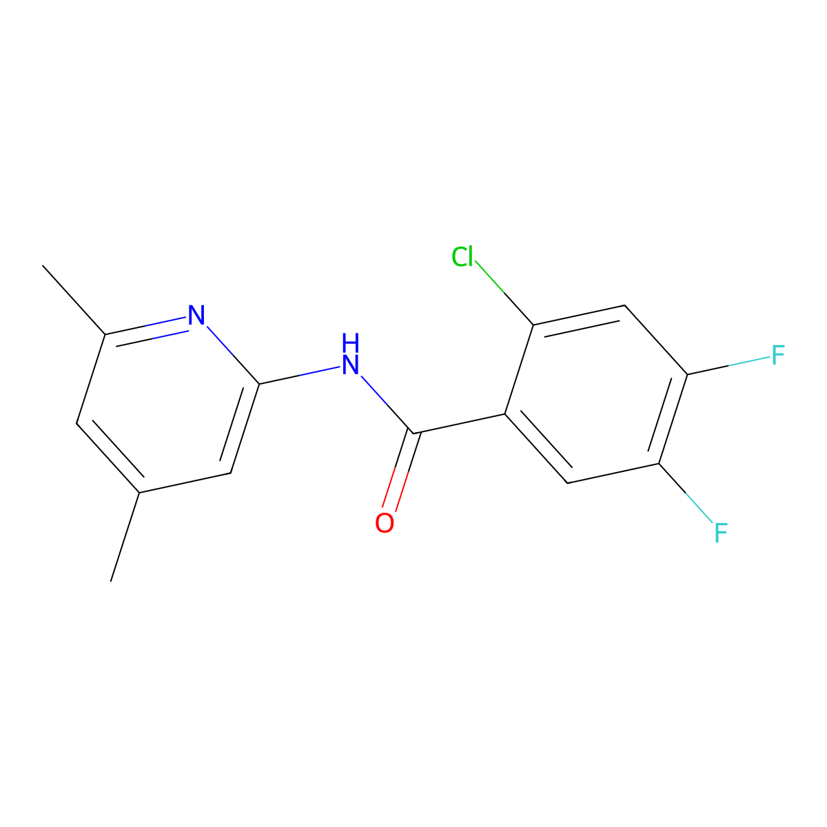 2-chloro-N-(4,6-dimethylpyridin-2-yl)-4,5-difluorobenzamide molecular structure, CAS 227947-27-5