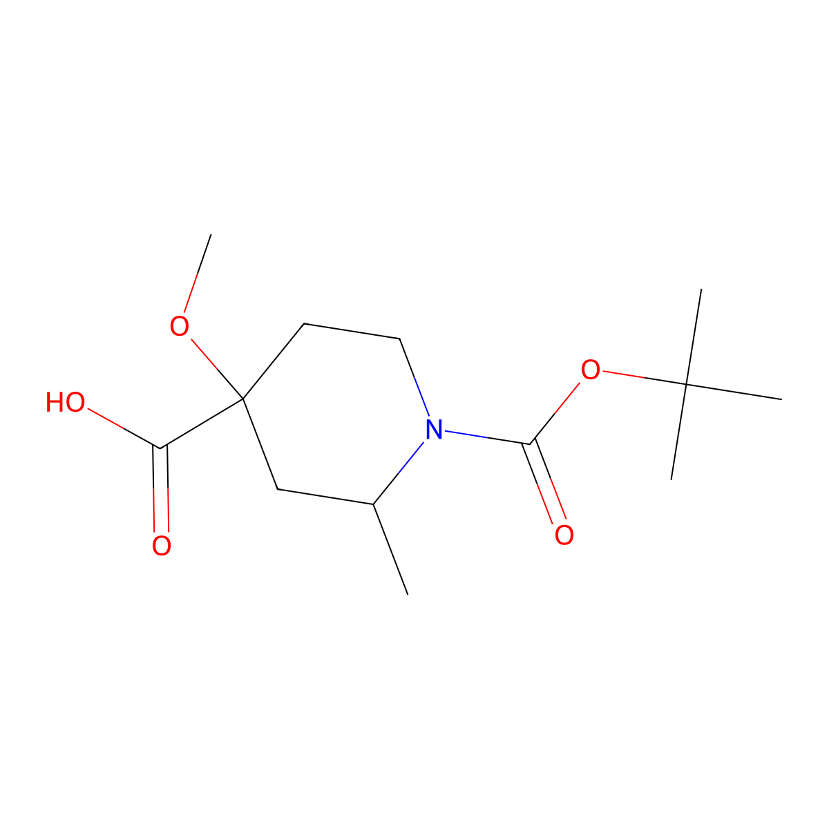 1-[(Tert-butoxy)carbonyl]-4-methoxy-2-methylpiperidine-4-carboxylic acid molecular structure, CAS 2279478-11-2