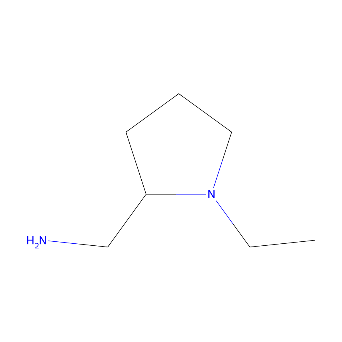 (2R)-1-Ethyl-2-pyrrolidinemethanamine molecular structure, CAS 22795-97-7