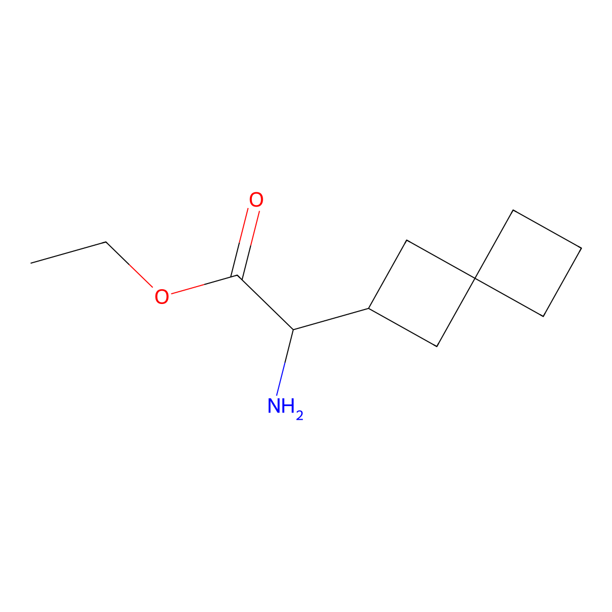 Ethyl 2-amino-2-{spiro[3.3]heptan-2-yl}acetate molecular structure, CAS 2279547-66-7