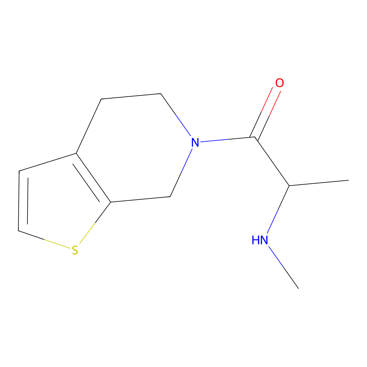 2-(methylamino)-1-{4H,5H,6H,7H-thieno[2,3-c]pyridin-6-yl}propan-1-one molecular structure, CAS 2279559-11-2
