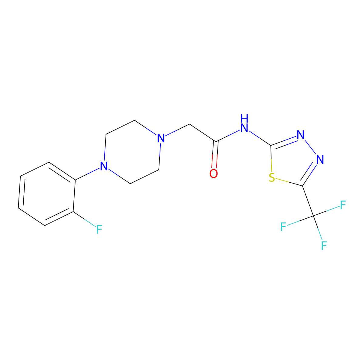 2-[4-(2-fluorophenyl)piperazin-1-yl]-N-[5-(trifluoromethyl)-1,3,4-thiadiazol-2-yl]acetamide molecular structure, CAS 227957-81-5