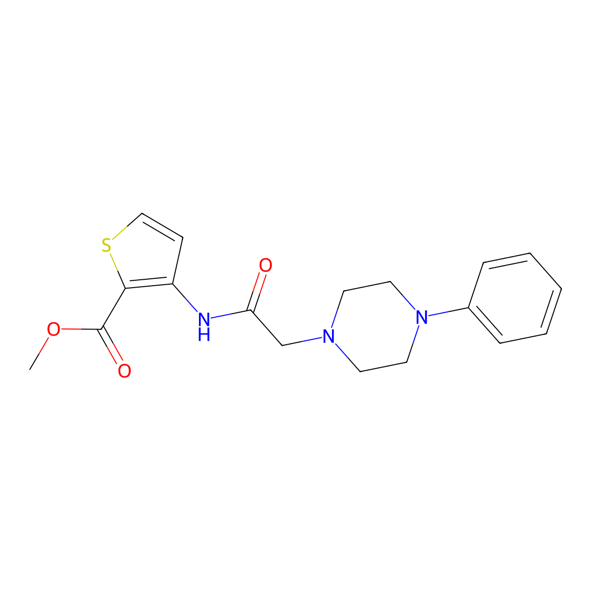 Methyl 3-{[(4-phenyl-1-piperazinyl)acetyl]amino}-2-thiophenecarboxylate molecular structure, CAS 227958-48-7