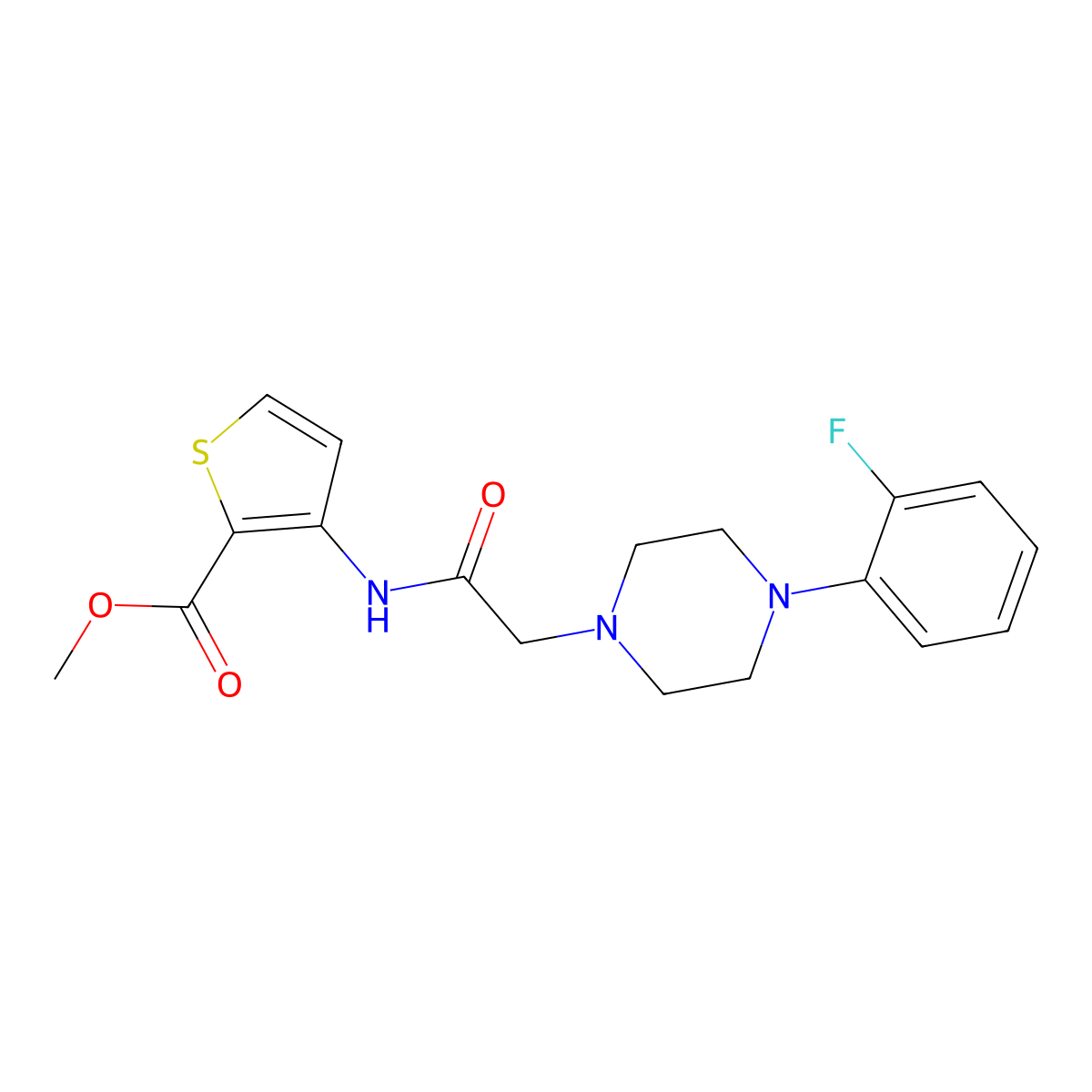 Methyl 3-({2-[4-(2-fluorophenyl)piperazino]acetyl}amino)-2-thiophenecarboxylate molecular structure, CAS 227958-49-8