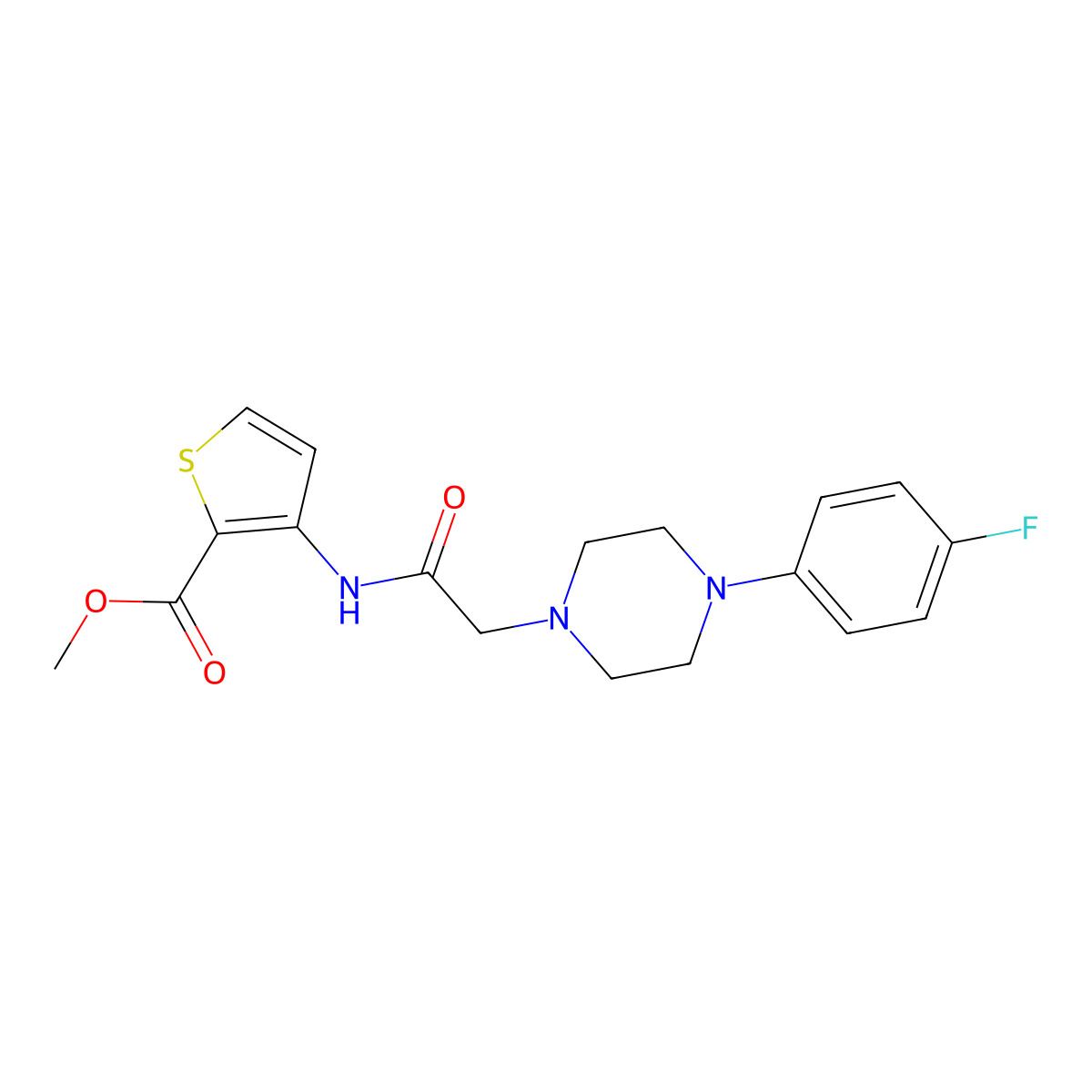 Methyl 3-({2-[4-(4-fluorophenyl)piperazino]acetyl}amino)-2-thiophenecarboxylate molecular structure, CAS 227958-59-0